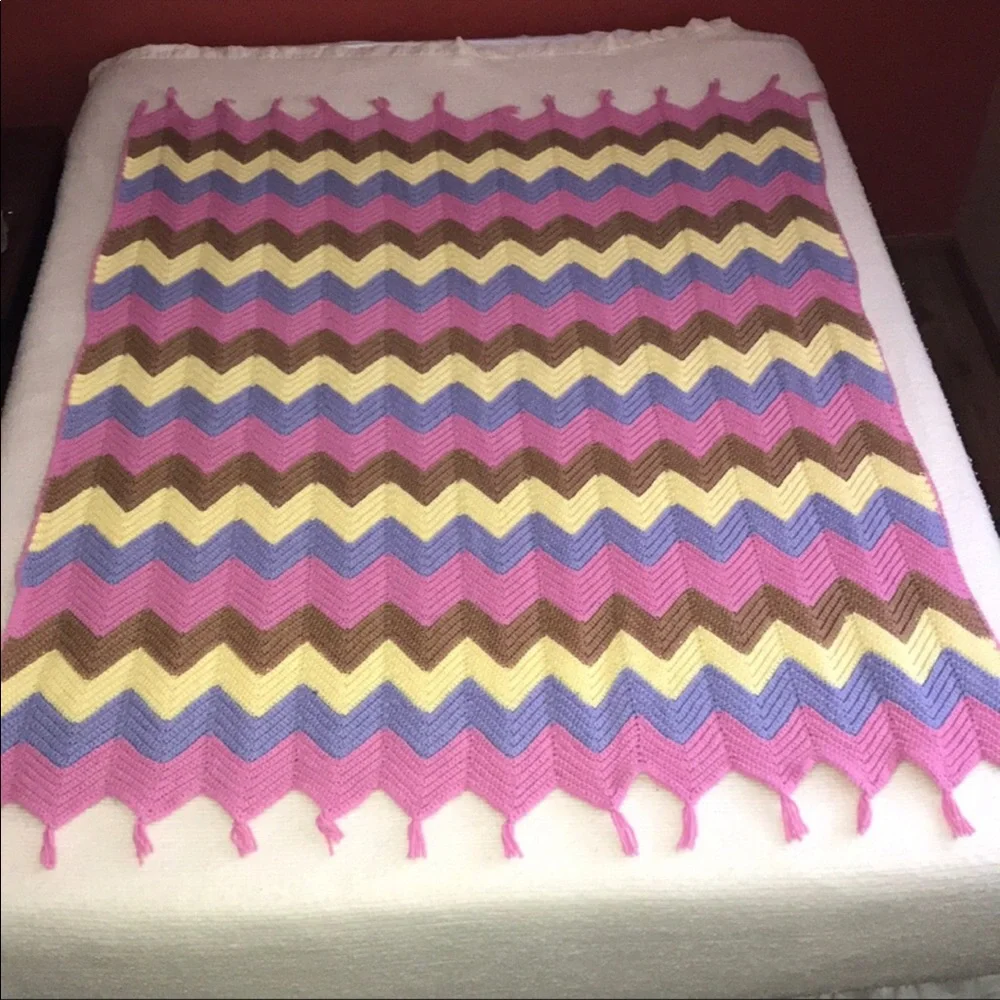 Vintage Crochet Afghan Throw Blanket